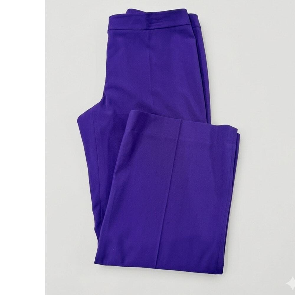 Nine West Purple Wide Leg Dress Pants Trousers Size 14 Dark Violet High Rise